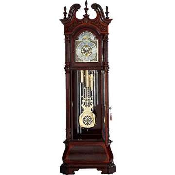 Howard Miller The J.H. Miller II Floor Clock 611-031 – Windsor Cherry Finish, Grandfather Timepiece, Cable-Driven Triple-Melody, Nine-Tubular Chime Movement