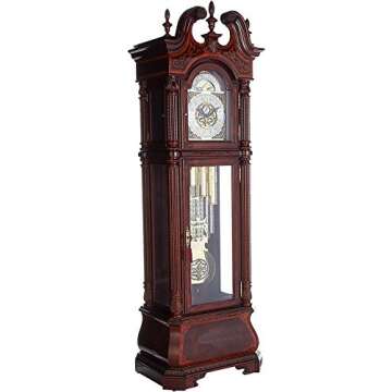 Howard Miller The J.H. Miller II Floor Clock 611-031 – Windsor Cherry Finish, Grandfather Timepiece, Cable-Driven Triple-Melody, Nine-Tubular Chime Movement