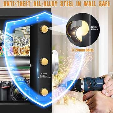 2.3 Cubic Roomy Safe Box Fireproof Waterproof with Keypad and 2 Keys, Anti-Theft Fireproof Safe with Fireproof Document Bag, Security Safe for Home Document Cash Jewelry Pistol Medicine