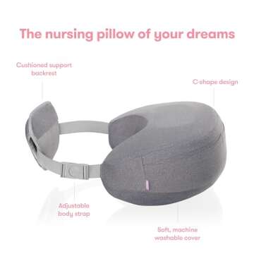 Frida Mom Nursing Pillow, Adjustable Breastfeeding Pillow for Mom & Baby Comfort with Back Support, Customizable Wrap Around Waist Strap, and Pockets for Heat Relief