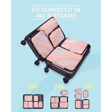 BAGSMART Compression Packing Cubes for Travel, 6 Set Travel Packing Cubes for Suitcases, Compression Suitcase Organizers Bag Set & Travel Cubes for Luggage, Lightweight Packing Organizers Baby Pink