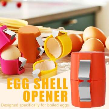 Egg Shell Opener, Egg Shell Opener for Hard Boiled Eggs, Egg Cracker Tool, Hard Boiled Egg Peeler, Egg Cracker Tool for Eggs Kitchen Gadgets Egg Cracking Tool (2 PCS-Yellow+Pink)