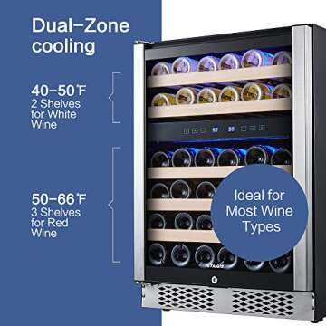 STAIGIS 24 inch Wine Cooler Refrigerator Freestanding, 46 Bottle Compressor Wine Fridge Dual Zone for Home, Kitchen and Bar, Digital Temperature Control