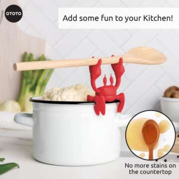 OTOTO Red Crab Silicone Utensil Rest for Kitchen