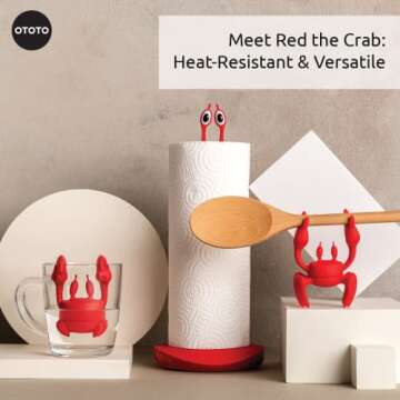 OTOTO Red Crab Silicone Utensil Rest for Kitchen