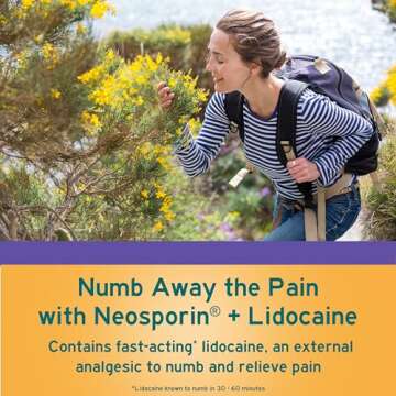 Neosporin + Lidocaine First Aid Antibiotic Ointment, Maximum Strength & Fast-Acting Topical Pain Reliever, 24-Hour Infection Protection That Numbs Away The Pain, Bacitracin Zinc, 0.5 oz