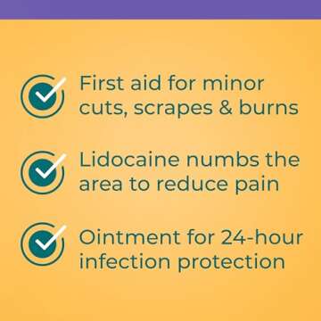 Neosporin + Lidocaine First Aid Antibiotic Ointment, Maximum Strength & Fast-Acting Topical Pain Reliever, 24-Hour Infection Protection That Numbs Away The Pain, Bacitracin Zinc, 0.5 oz