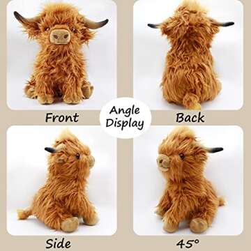 Gluutoyashop Highland Cows Stuffed Animal Scottish Highland Cows Plush Toy Cute Farm Plushie Christmas Birthday Present for Adults Boys Girls (Brown, 11 in)