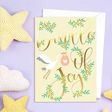 Sweetzer & Orange Baby Shower Card Pack of 24. Unisex Greeting Cards with Gold Print & Gender Neutral Designs