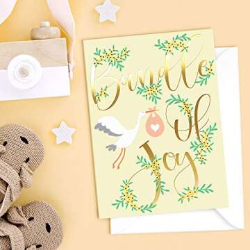 Sweetzer & Orange Baby Shower Card Pack of 24. Unisex Greeting Cards with Gold Print & Gender Neutral Designs