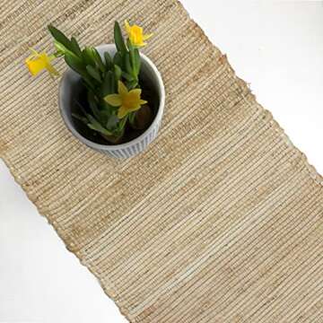 The Home Talk Table Runner 13'' x 72'' Eco-Friendly Hand-Made Vintage Jute Mats for Parties, Dining Table, Wedding, Boho Table Runner, Perfect for Decor - Natural Jute