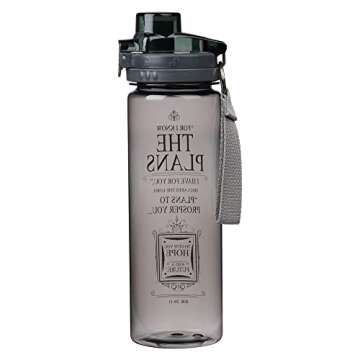 Christian Art Gifts Reusable Plastic Sports Water Bottle with Locking Flip-Top Lid and Carry Strap in Black 28 oz Wide Mouth BPA-Free Bottle with Inspirational Scripture - The Plans -Jeremiah 29:11