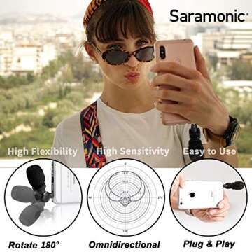 Saramonic SmartMic Mini Flexible Condenser Microphone with High Sensitivity for Apple IOS iPhone 8 8 plus 7 7 plus 6 6s 5 5s iPad and Android Smartphones