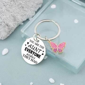 AOBIURV Aunt Gifts Cute Keychain Gift For Aunt Best Auntie Ever Gifts Aunt Presents From Niece Nephew Christmas Birthday GIft For Aunt Best Aunt GIfts Keyring