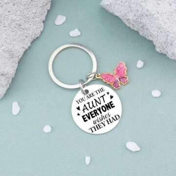 AOBIURV Aunt Gifts Cute Keychain Gift For Aunt Best Auntie Ever Gifts Aunt Presents From Niece Nephew Christmas Birthday GIft For Aunt Best Aunt GIfts Keyring