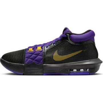 Lebron Witness 8 Basketball Shoes (FB2239-001, Black/Field Purple/University Gold) Size 13