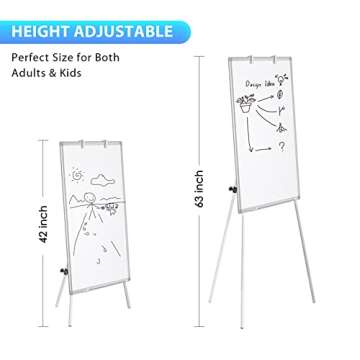 Easel Whiteboard - Magnetic Portable Dry Erase 36 x 24 Tripod Height Adjustable, 3' x 2' Flipchart Easel Stand White Board for Office or Teaching at Home & Classroom (36x24 White)