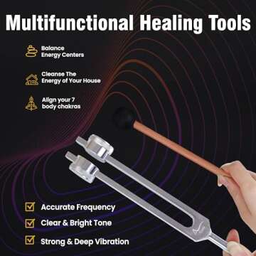 Tuning Forks for Healing (128Hz, 256Hz, 512Hz) Chakra Balancing Medical-Grade Chakra Set-Tuning Fork Set Frequency Healing Devices for Yoga, Sound Therapy, Musical Instruments, Meditation Accessories