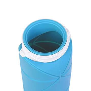 SPECIAL MADE Collapsible Water Bottles Cups Leakproof Valve Reusable BPA Free Silicone Foldable Travel Water Bottle Cup for Gym Camping Hiking Travel Sports Lightweight Durable (light lue)