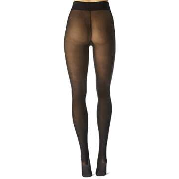 HUE Women’s Opaque Sheer to Waist Tights, Black, 1