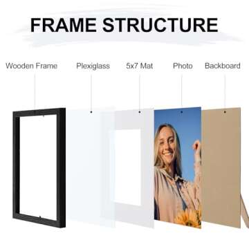 Vittanly 8x10 Picture Frames Set of 4 - Black