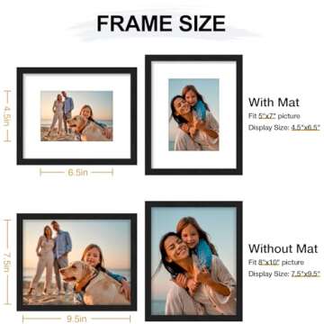 Vittanly 8x10 Picture Frames Set of 4 - Black