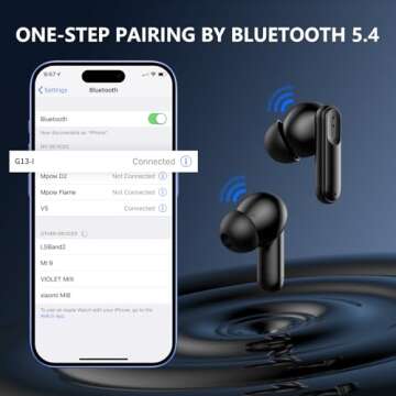 ZvcllI Wireless Earbuds, 42H Playtime in-Ear Headphones, HiFi Stereo Earphones with Microphone for TV/Phone/Laptop/Computer