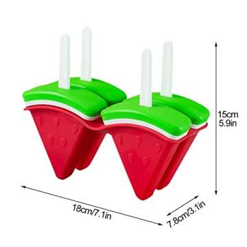 Popsicles Molds for Kids, 4 Cavities BPA-Free Silicone Frozen Popsicles Mold, Reusable Easy Release Watermelon Shape Ice Cream Mold, DIY Homemade Ice Pop Molds