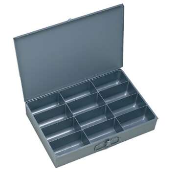 Durham 115-95 Gray Cold Rolled Steel Large Scoop Box, 18" Width x 3" Height x 12" Depth, 12 Compartment