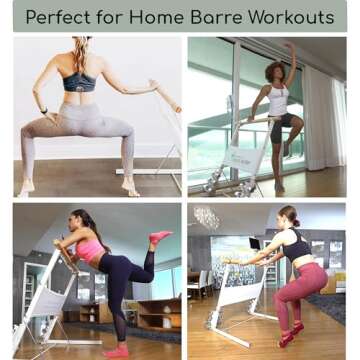 Portable Home Ballet Barre, Freestanding Strong Stable Design, Folds Flat, Fitness & Dance Bar for Balance, Ballet Exercises, and Home Barre Workouts