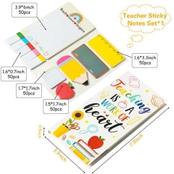 Xqumoi Teaching is A Work of Heart Sticky Notes Set Blackboard Self-Stick Note Pads- Gift for Teacher