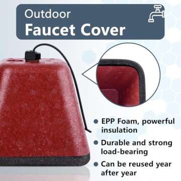 Outdoor Faucet Covers for Winter, 2 Pack Insulated Foam Faucet Cover Freeze Protection, Reusable Winter Spigot Covers Water Pipe Covers Hose Bib Covers