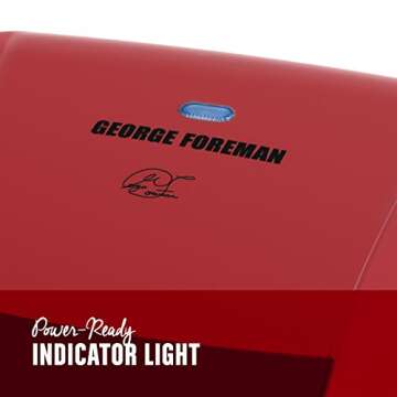 George Foreman 5-Serving Removable Plate Electric Indoor Grill and Panini Press, Red, GRP0004R, 17.2 x 12.1 x 6.2 inches