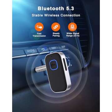 Bluetooth Receiver for Car Audio - 16H Battery Life