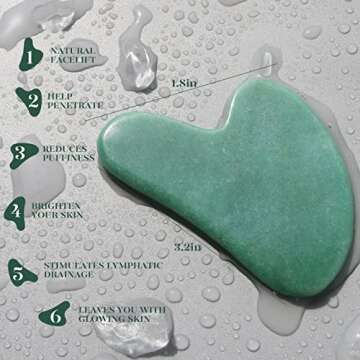 BAIMEI Jade Roller & Gua Sha Set Face Roller and Gua Sha Facial Tools for Skin Care Routine and Puffiness, Self Care Gift for Men Women - Green Aventurine