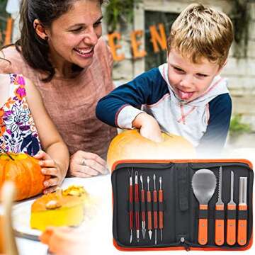 Lulu Home Halloween Pumpkin Carving Kit, 10 Pieces Professional Pumpkin Cutting Supplies for Jack-O-Lanterns with Bag