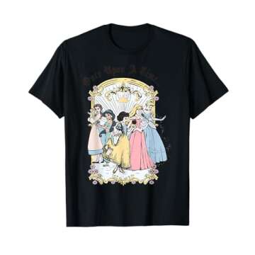 Disney Princess Once Upon A Time Vintage Cartoon T-Shirt, White, Small