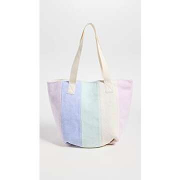 Stoney Clover Lane Women's Mermaid Terry Zip-Top Tote Bag, Rainbow, Stripe, One Size