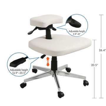 LHOOCX Cross Legged Chair with Adjustable Tilt Angle, Height-Adjustable Kneeling Chair for Office and Home, Ergonomic Office Chair, Criss Cross Chair (White)