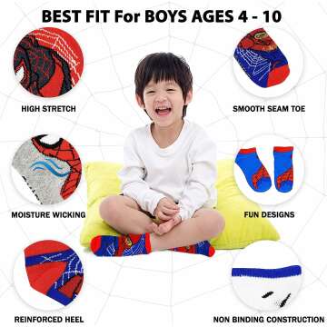 Spider-Man Socks for Boys – 10 Low Cut Pairs