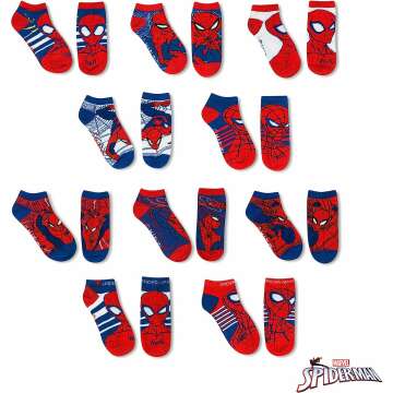 Spider-Man Socks for Boys – 10 Low Cut Pairs