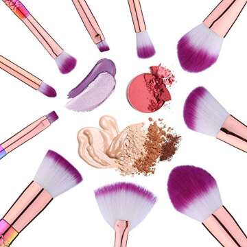 10pcs Unicorn Makeup Brush Set Colorful Cosmetics Brush Foundation Blending Blush Concealer Eyeshadow Face Powder Brush Premium Makeup Brushes Kit Synthetic Bristles