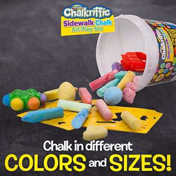 Creative Kids Premium Sidewalk Chalk Art Play Set - Bucket Bundle of Chalk & Educational Game Accessories for Boys & Girls - Includes 30Piece of Chalk, 1 Bucket, 3 Chalk Holders, 5 Stencils