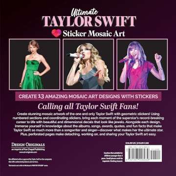 Ultimate Taylor Swift Sticker Mosaic Art: 13 Fearless Mosaic Art Designs & Fun Facts (Design Originals) For Swifties of All Ages - Removable, Reusable Stickers