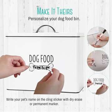 OUTSHINE White Farmhouse Dog Food Storage Container | Large Metal Dog Food Canister with Fitted Lid | Cute Container for Dog Food | Decorative Dog Food Bin | Ideal Gift for Dogs and Pet Owners