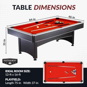 Hathaway Maverick Deluxe 7 Ft Pool Table, with Ping Pong Multi Game Combo Tables for Family Recreation Game Rooms – Includes Billiard Balls, Cues, Paddles, Brush & More