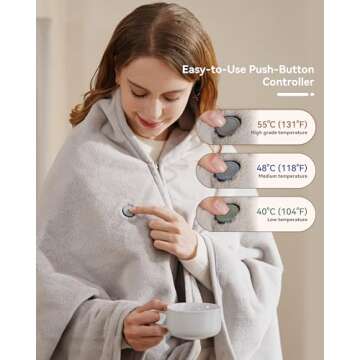 Zireot Heated Blanket Battery Operated ,Heating Blanket for neeck and Shoulder