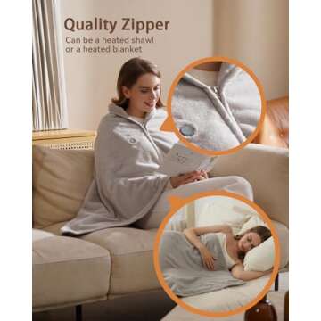 Zireot Heated Blanket Battery Operated ,Heating Blanket for neeck and Shoulder