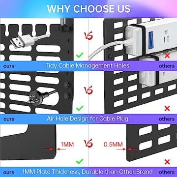 Upgrade Under Desk Cable Management Rack,Cable Rack with Clamp for Desk Wire Management No Drill,Cable Management Under Desk,Space Saving Desk Wire Rack for Office Desk Home (1 pcs)