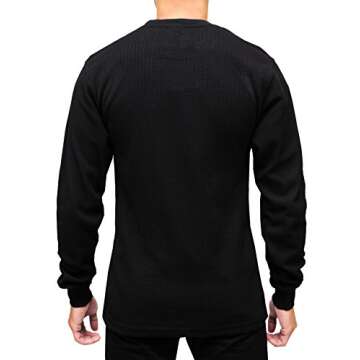 Access Men's Heavyweight Long Sleeve Thermal Crew Neck Top Black Medium